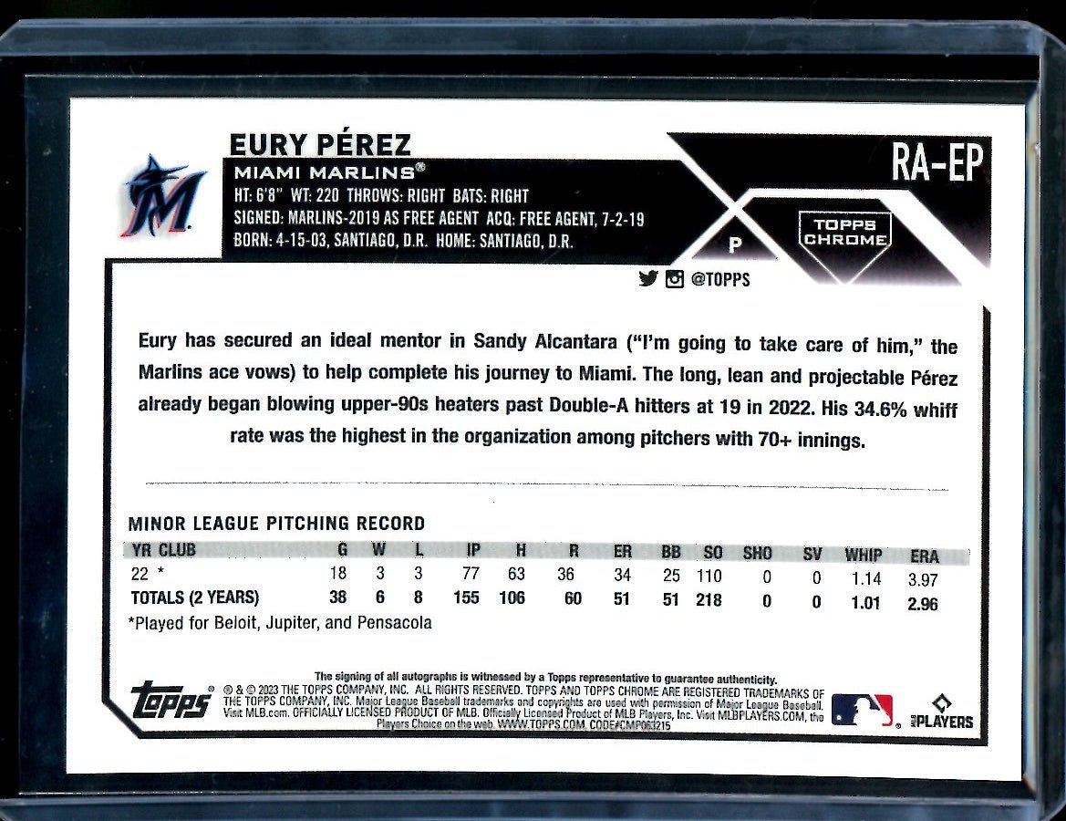 2023 Topps Chrome Eury Perez Rookie Auto Orange /25 Marlins - Trading Card Market