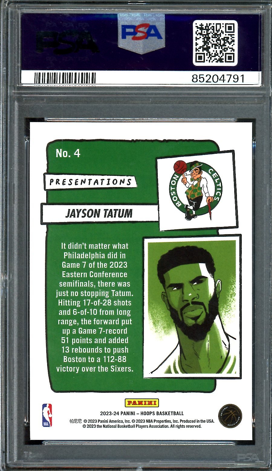 2023/24 Panini NBA Hoops Jayson Tatum Presentations SSP PSA 9 Celtics - Trading Card Market