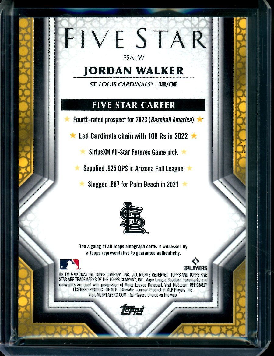 2023 Topps Five Star Jordan Walker Rookie Auto Blue /25 Cardinals - Trading Card Market