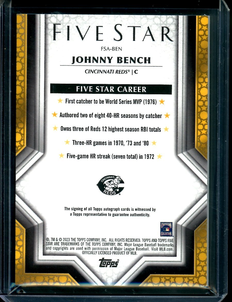 2023 Topps Five Star Johnny Bench Auto /75 Reds - Trading Card Market