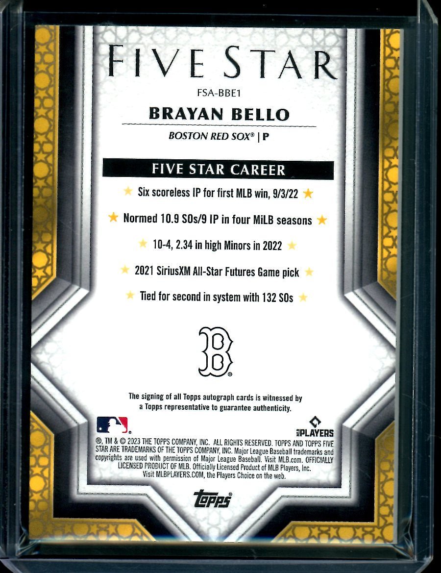2023 Topps Five Star Brayan Bello Rookie Auto /75 Red Sox - Trading Card Market