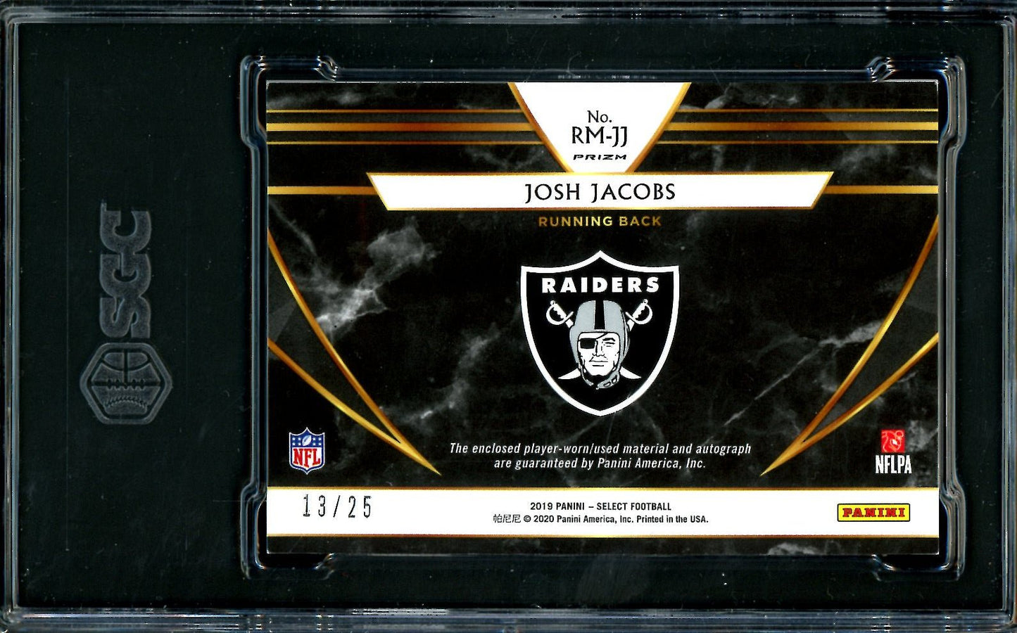 2019 Panini Select Josh Jacobs Rookie RPA Purple /25 SGC 9 Raiders - Trading Card Market