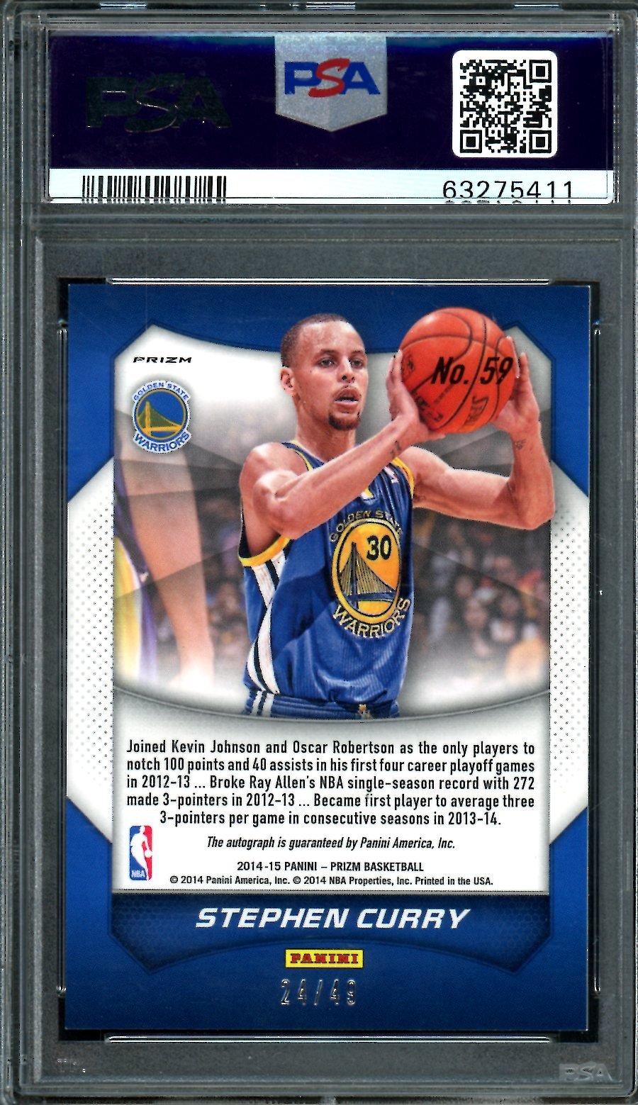 2014 Panini Prizm Stephen Curry Blue Pulsar Auto /49 PSA 8 Warriors - Trading Card Market