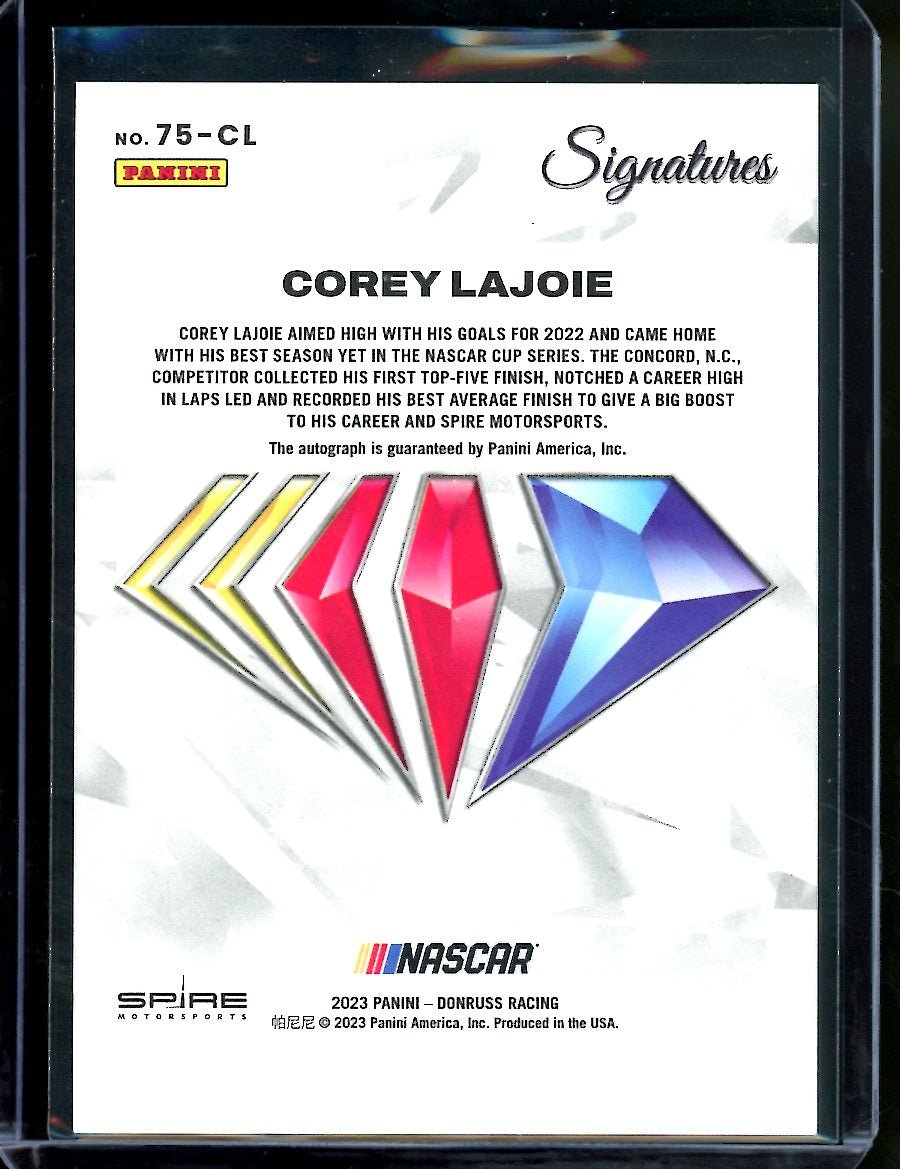 2023 Panini Chronicles Racing Corey Lajoie 75th Anniversary Signatures Auto /75 NASCAR - Trading Card Market