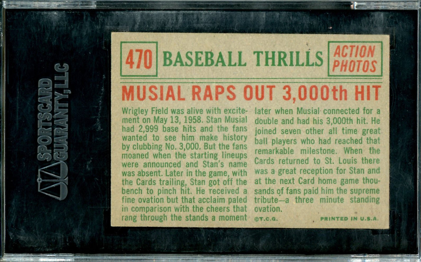 1959 Topps Stan Musial 470 Baseball Thrills SGC 4.5 Cardinals - Trading Card Market