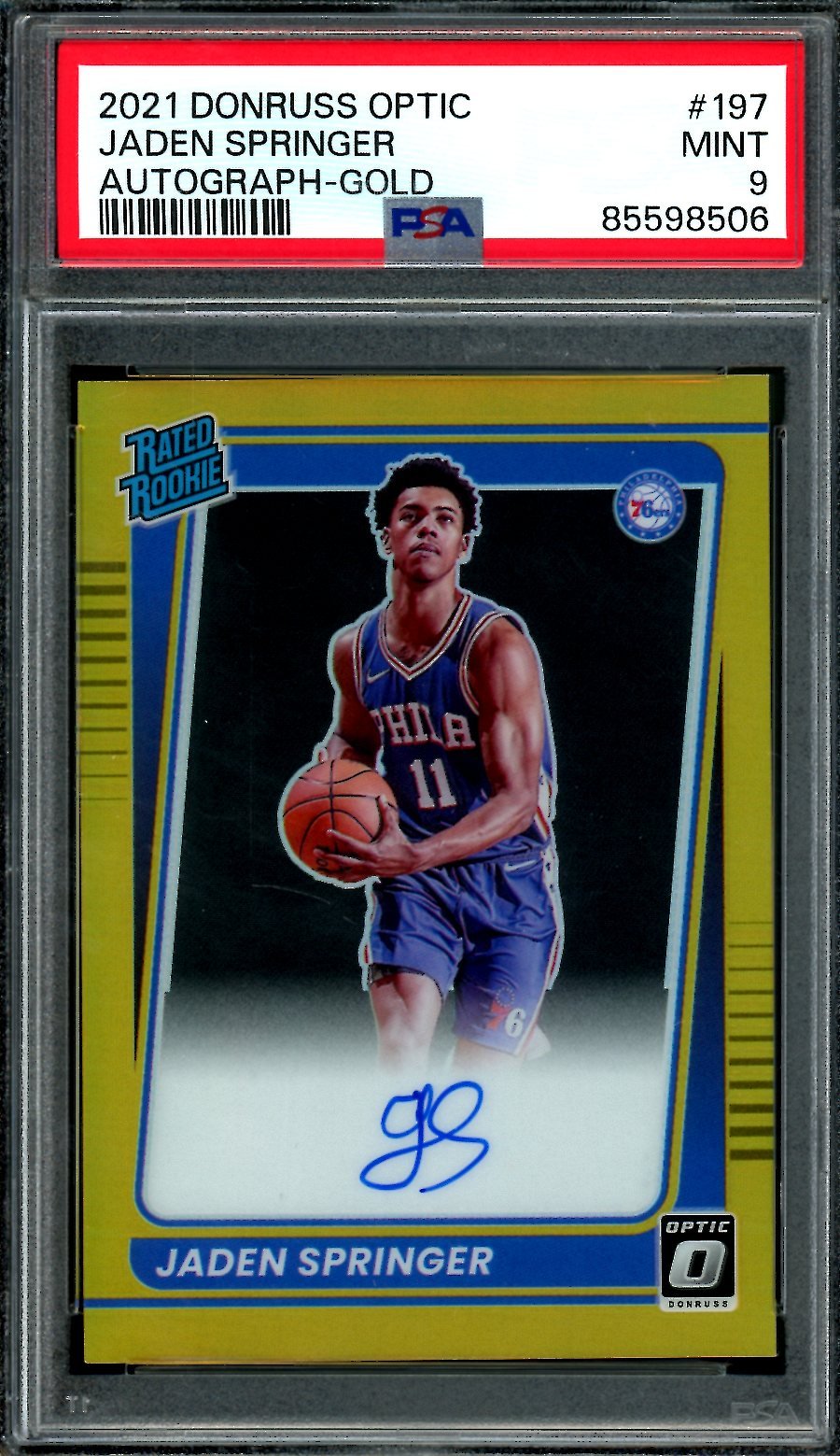 2021 Panini Optic Jaden Springer Rookie Auto Gold /10 PSA 9 76ers - Trading Card Market