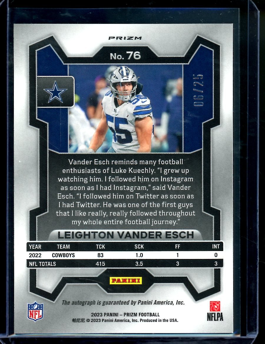 2023 Panini Prizm Leighton Vander - Esch Auto Blue Shimmer /25 Cowboys - Trading Card Market
