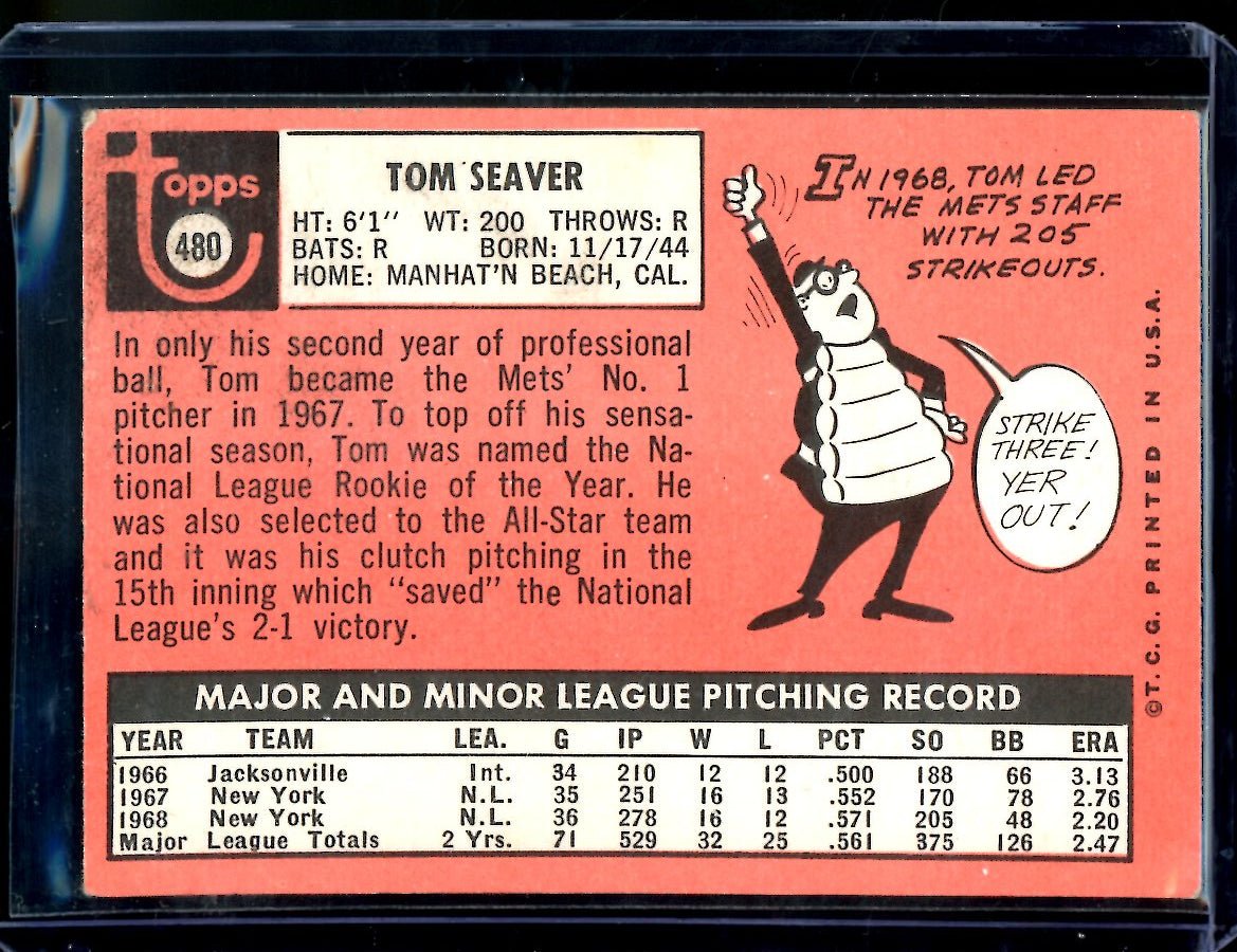 1969 Topps Tom Seaver 480 Mets 2 - Trading Card Market