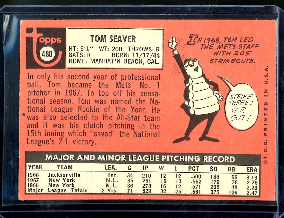 1969 Topps Tom Seaver 480 Mets 3 - Trading Card Market