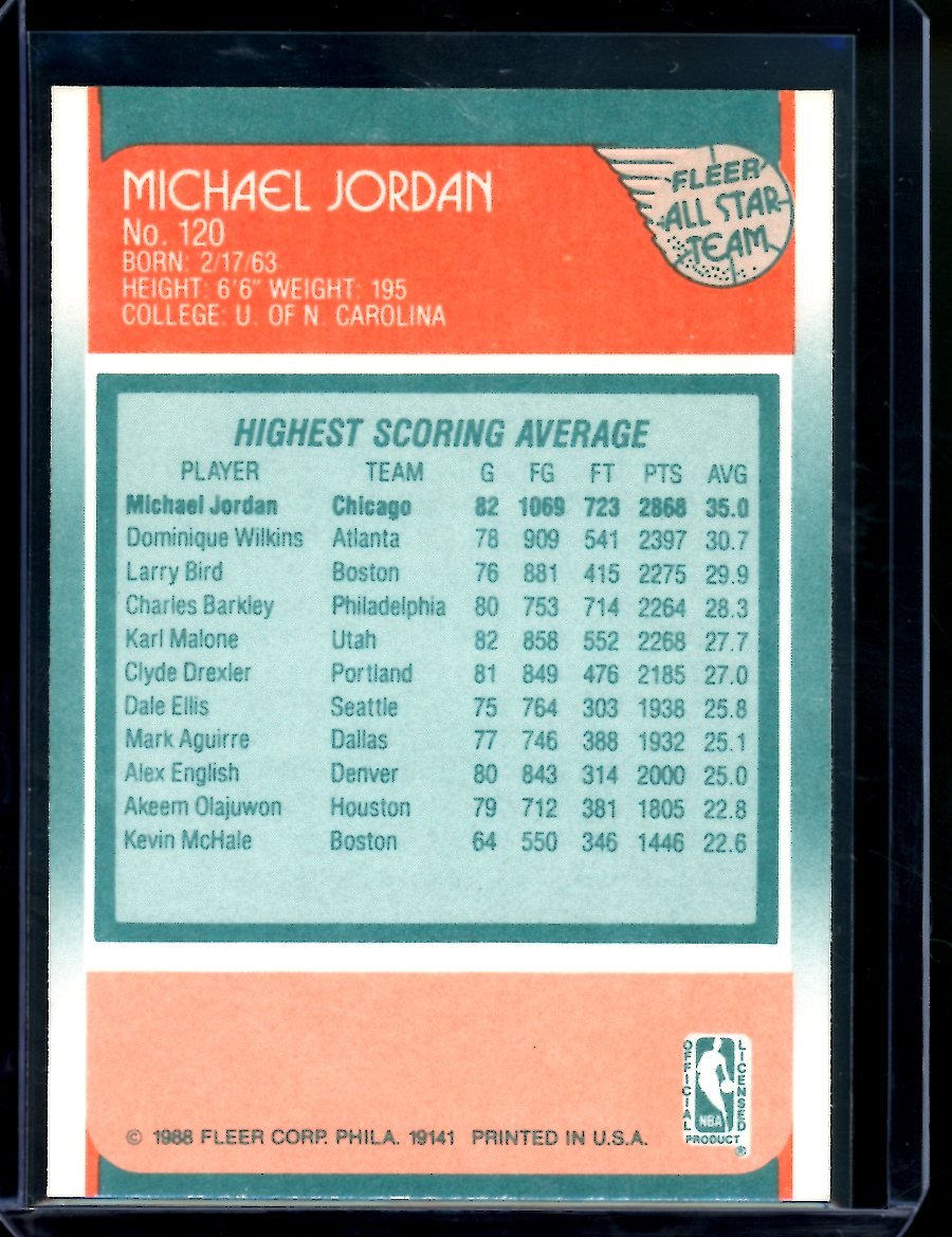 1988 Fleer Michael Jordan All Star Team 120 Bulls - Trading Card Market