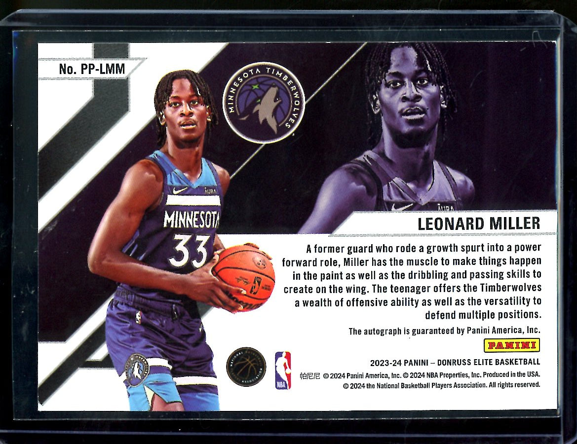 2023/24 Panini Elite Leonard Miller Rookie Pen Pals Auto Red /49 Timberwolves