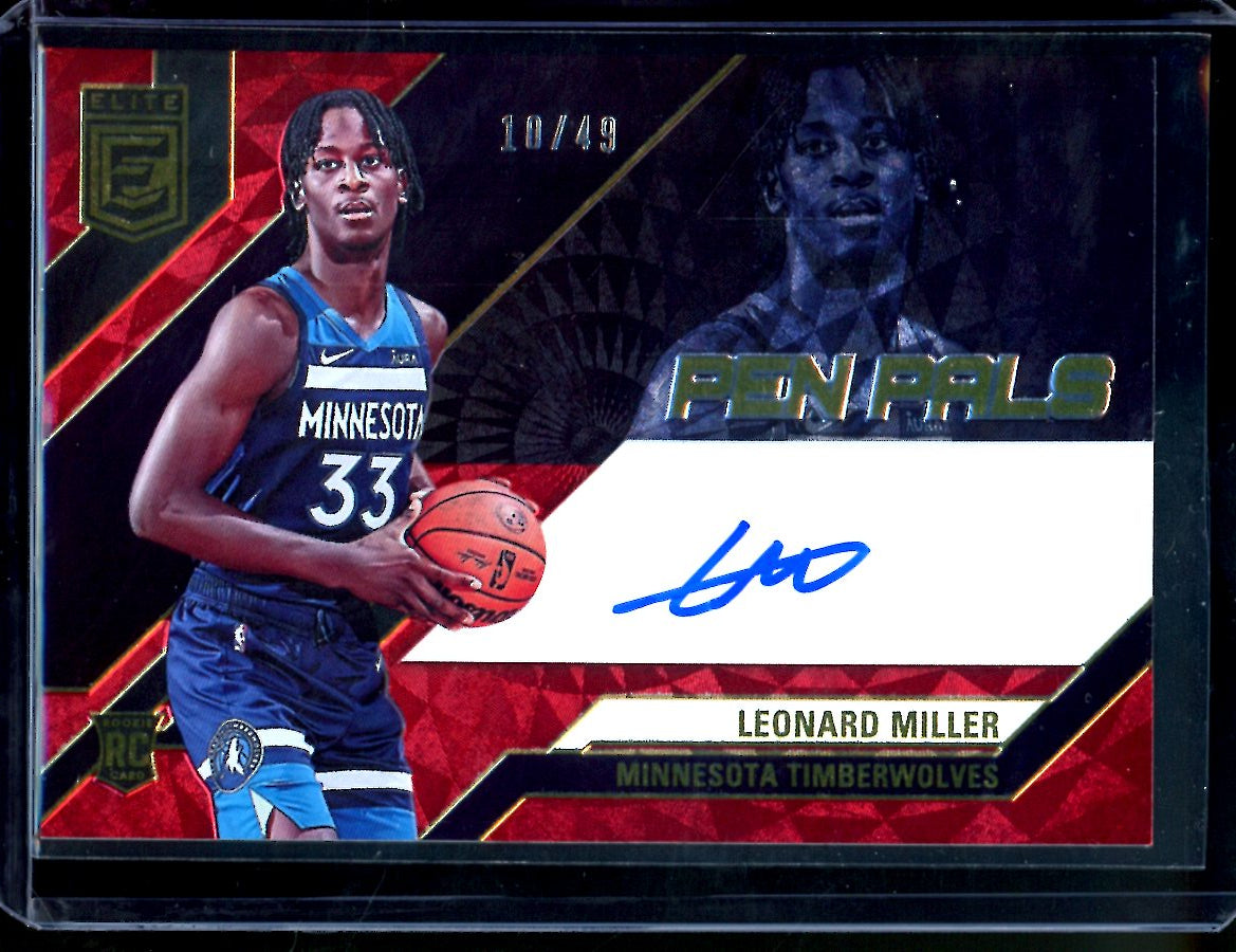 2023/24 Panini Elite Leonard Miller Rookie Pen Pals Auto Red /49 Timberwolves
