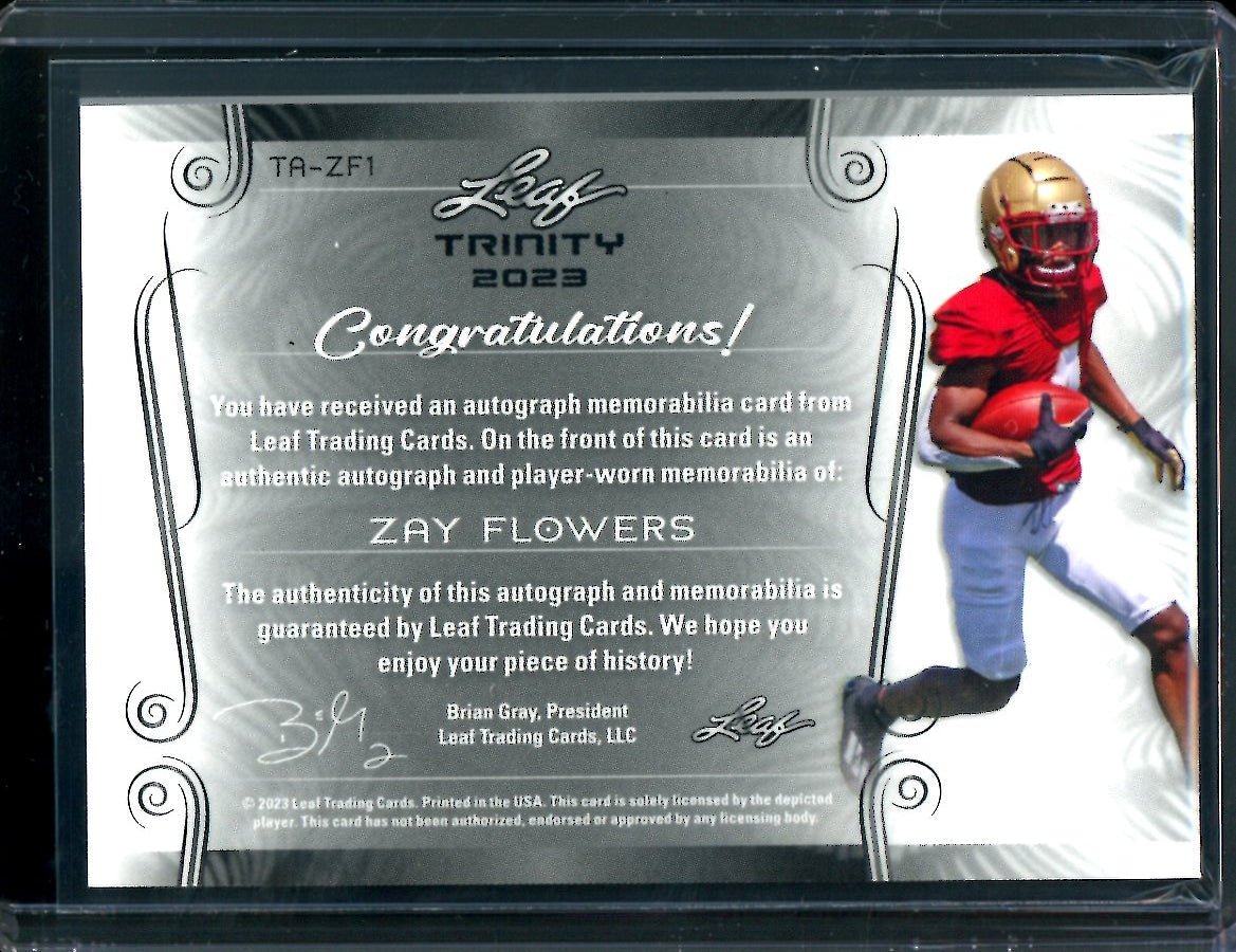2023 Leaf Trinity Football Zay Flowers XRC Patch Auto /99 Boston College - Trading Card Market