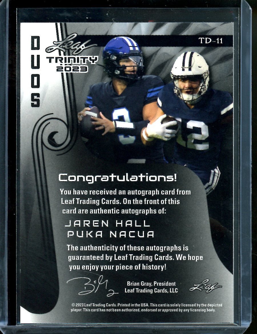 2023 Leaf Trinity Football Jaren Hall/Puka Nacua Dual Auto /49 - Trading Card Market