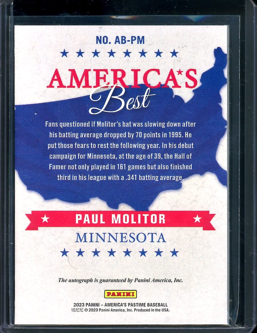 2023 Panini Chronicles Paul Molitor America's Best Auto /10 Twins - Trading Card Market
