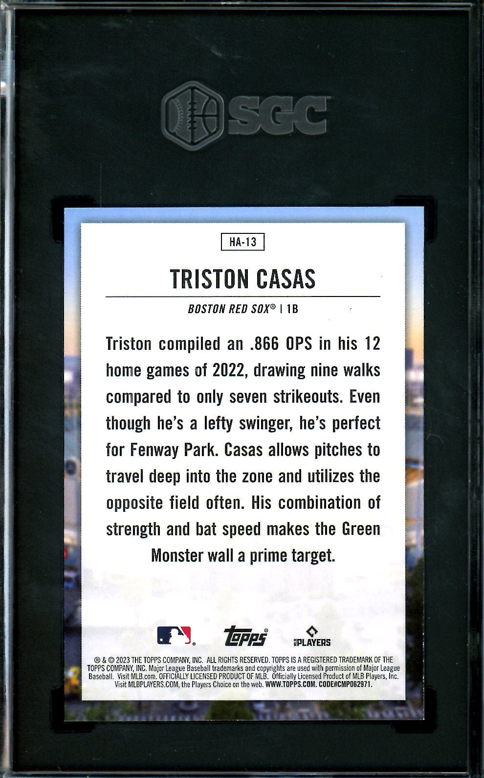 2023 Topps Triston Casas Rookie Homefield Advantage SSP SGC 9.5 Red Sox - Trading Card Market