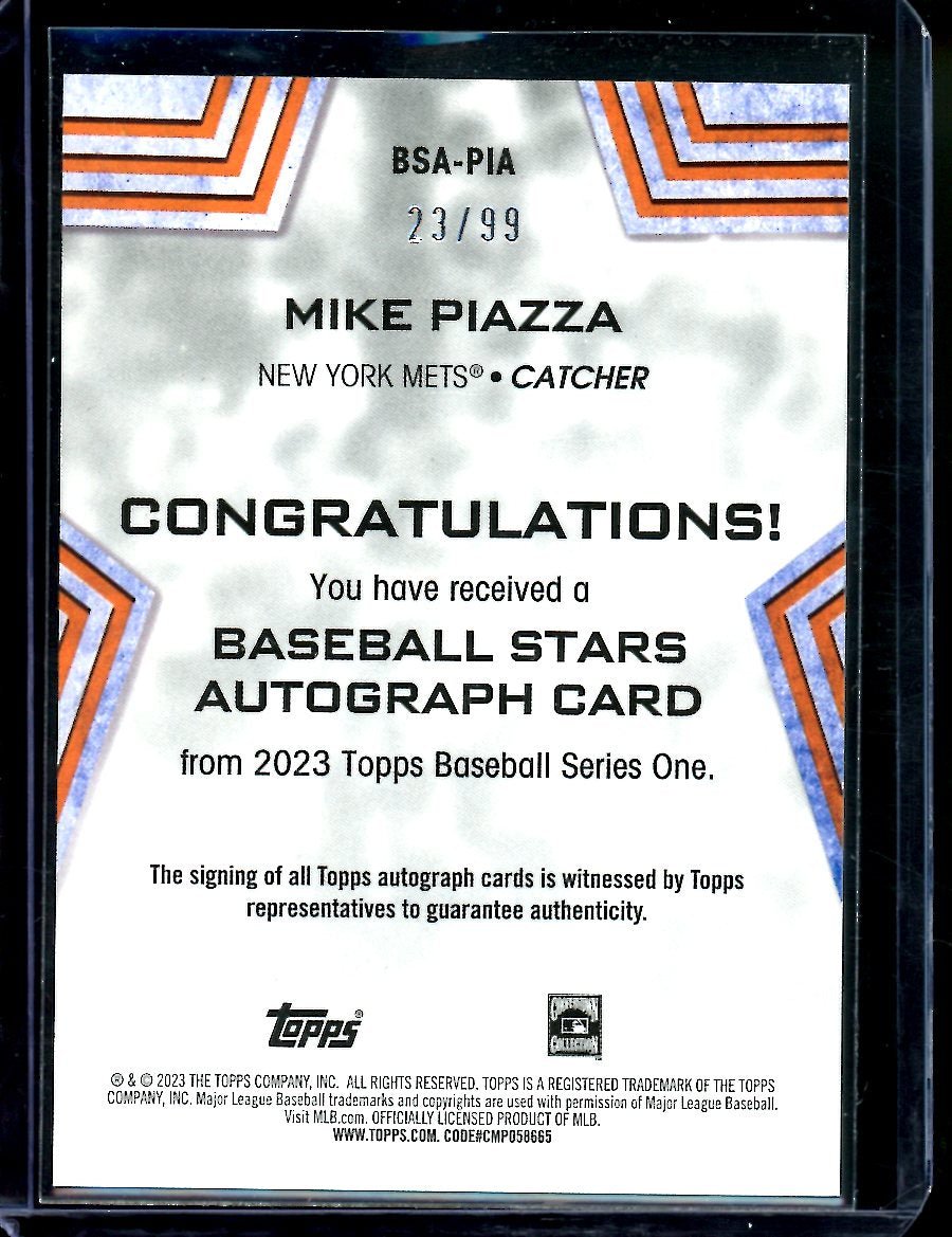 2023 Topps Mike Piazza Auto /99 Mets - Trading Card Market