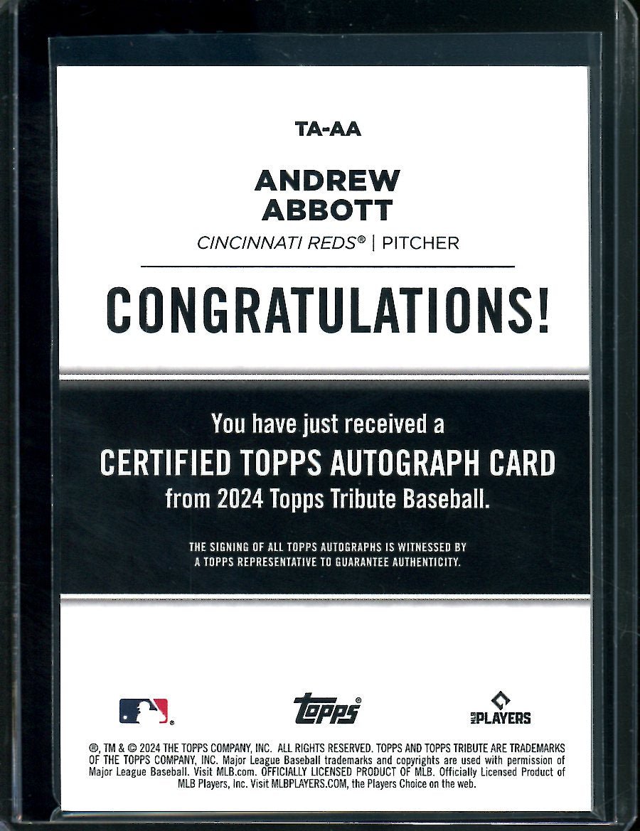 2024 Topps Tribute Andrew Abbott Rookie Auto /199 Reds - Trading Card Market