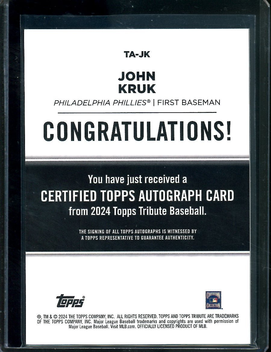 2024 Topps Tribute John Kruk Auto Blue /150 Phillies - Trading Card Market
