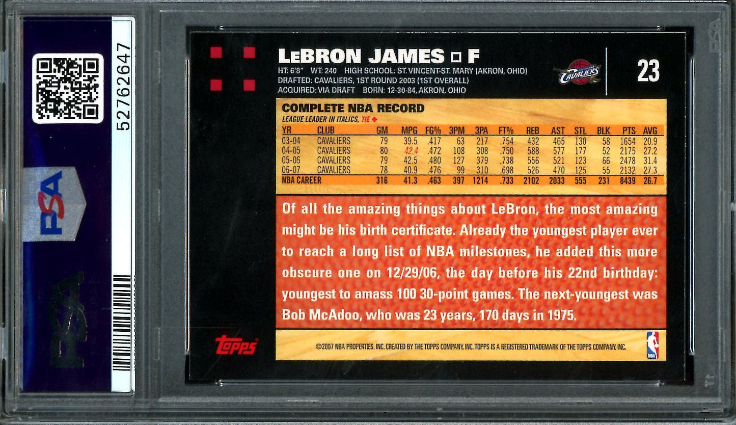 2007 Topps Topps LeBron James 23 PSA 9 Cavaliers - Trading Card Market