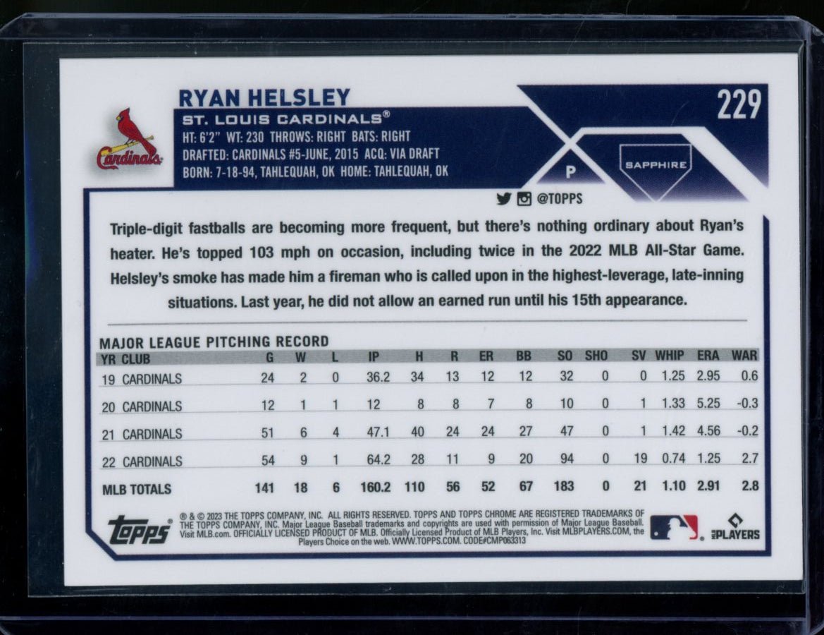 2023 Topps Sapphire Chrome Ryan Helsley Gold /50 Cardinals - Trading Card Market