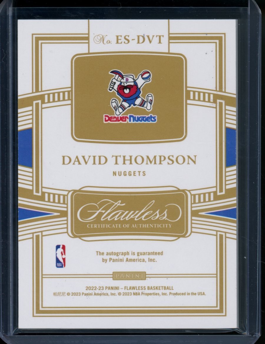 2022/23 Panini Flawless David Thompson Enshrined Auto Red /15 Nuggets - Trading Card Market