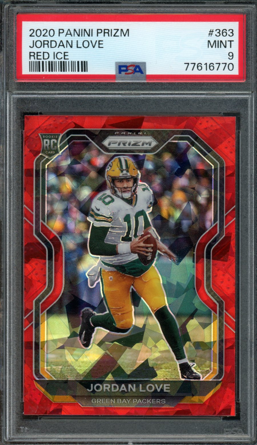 2020 Panini Prizm Jordan Love Rookie Red Ice PSA 9 Packers