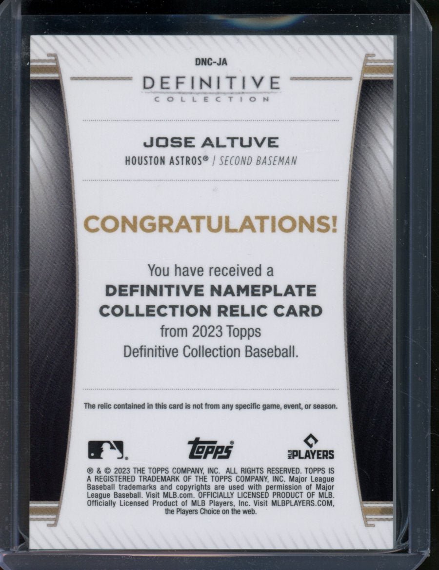 2023 Topps Definitive Collection Jose Altuve Letterman Patch 1/1 Astros - Trading Card Market