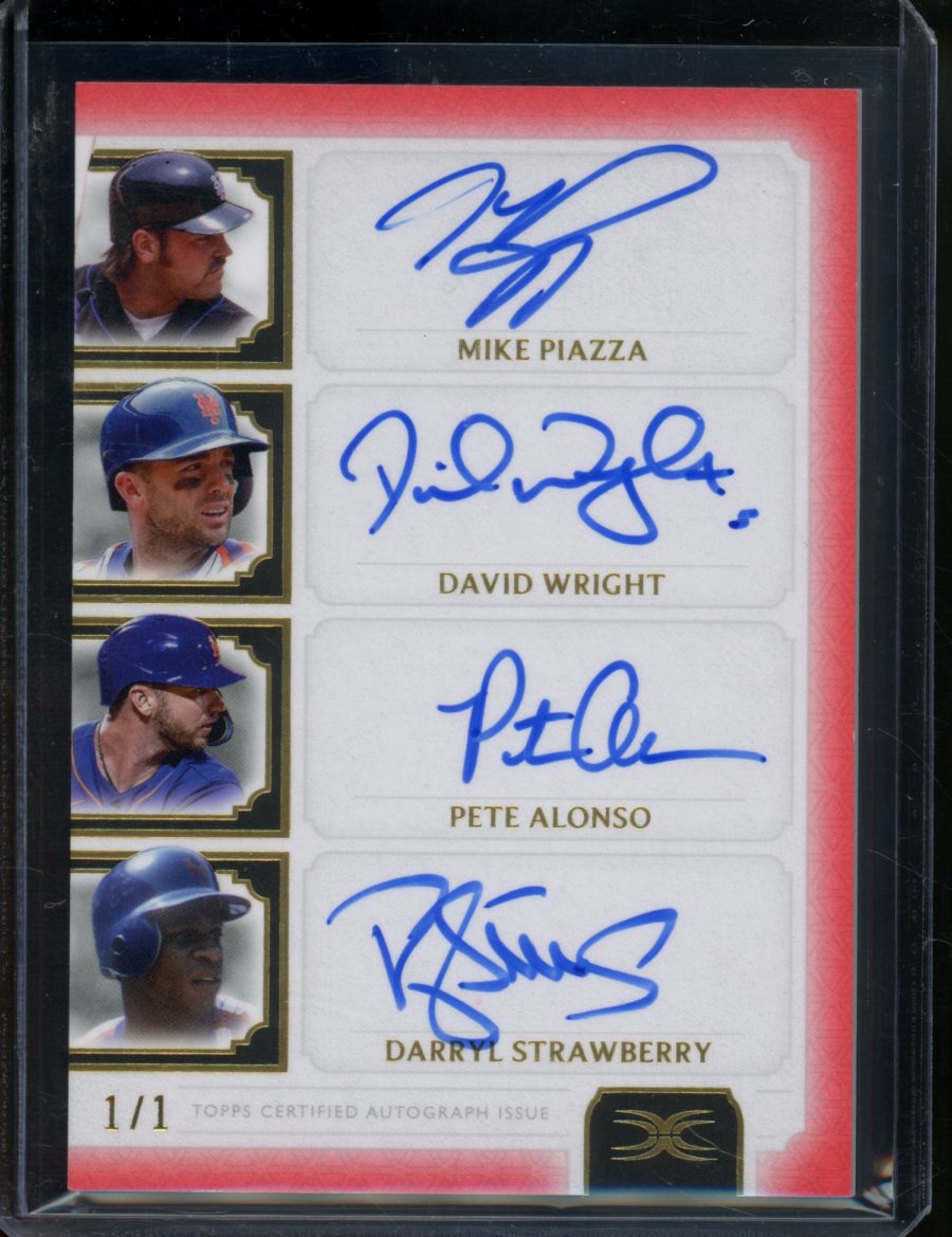 2024 Topps Definitive Collection Mike Piazza/David Wright/Pete Alonso/Darryl Strawberry Quad Auto 1/1