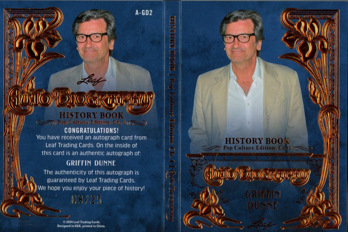 2024 Leaf History Book Pop Culture Edition Griffin Dunne Auto Biography Booklet Auto /25 - Trading Card Market