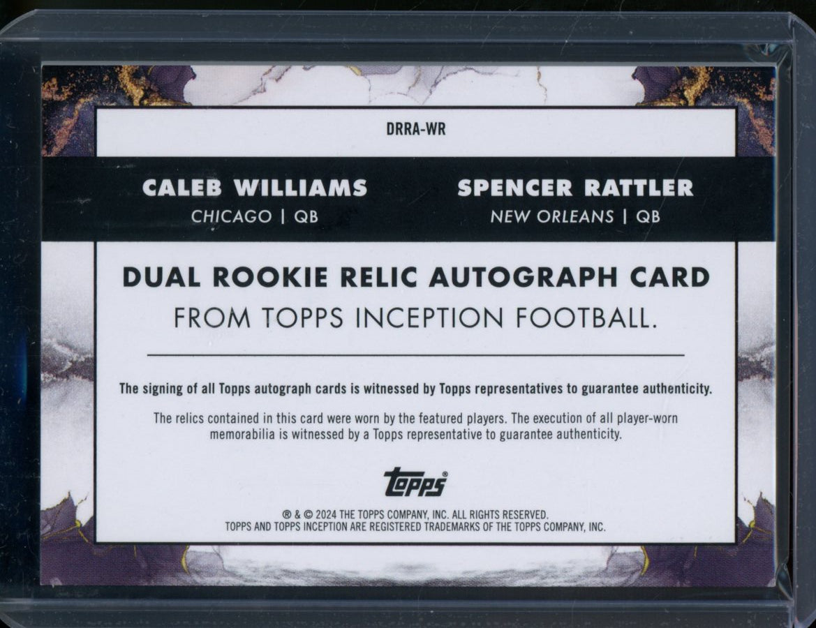2024 Topps Inception Caleb Williams/Spencer Rattler Duel Rookie Patch Auto Jsy # 18/50