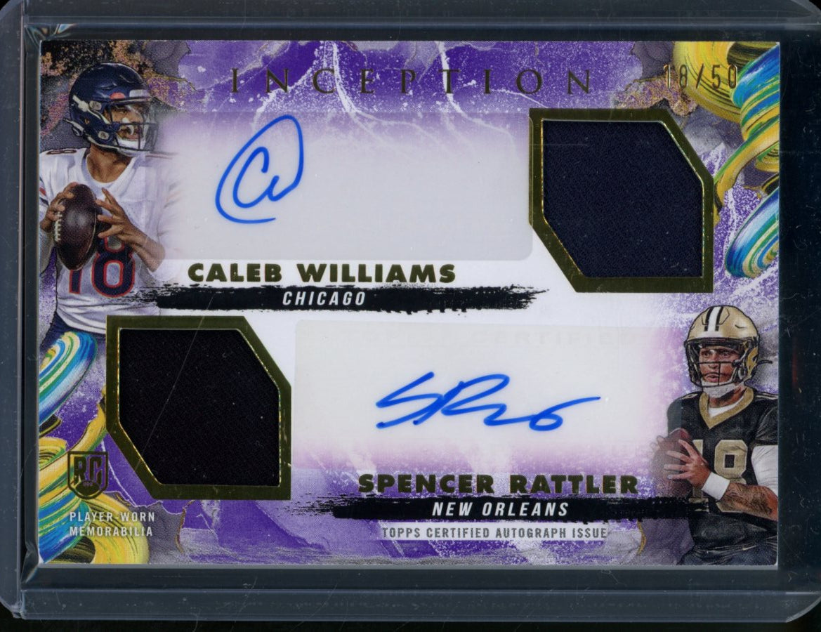 2024 Topps Inception Caleb Williams/Spencer Rattler Duel Rookie Patch Auto Jsy # 18/50
