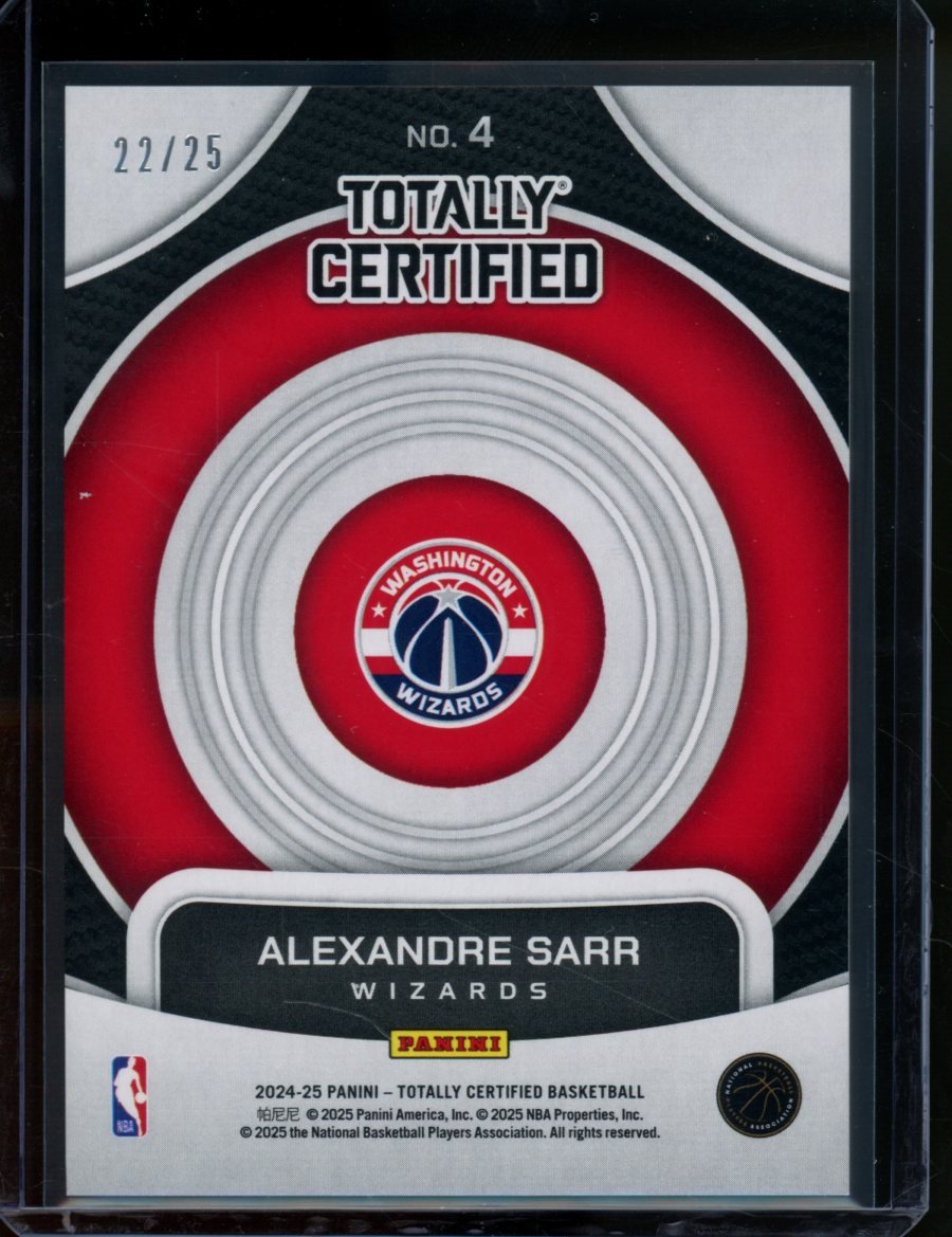 2024 Panini Totally Certified Alexandre Sarr On Target Rookie Mirror /25 Wizards - Trading Card Market