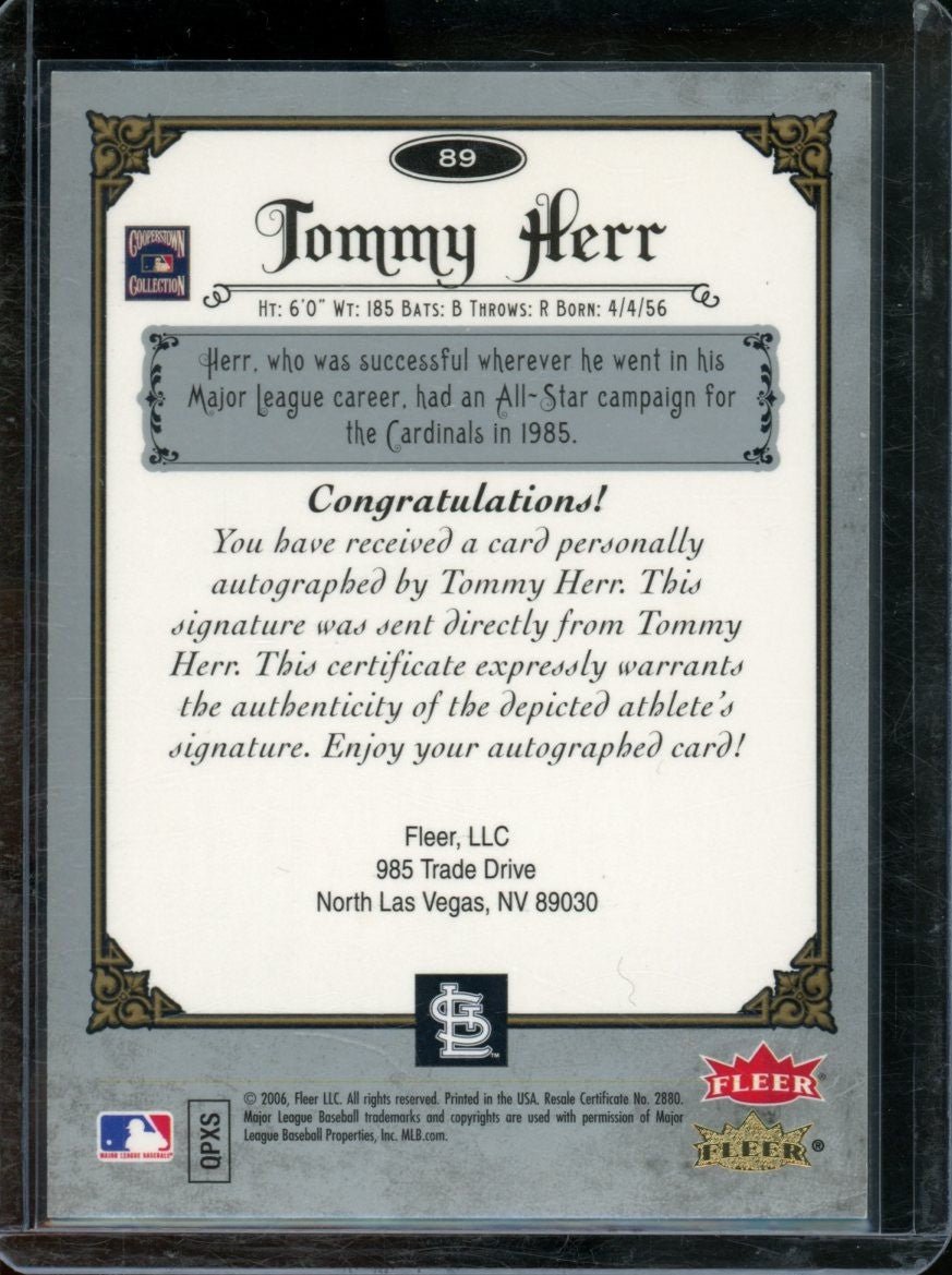 2006 Fleer Tommy Herr Greats Of The Game "T - Bud" Auto Cardinals - Trading Card Market