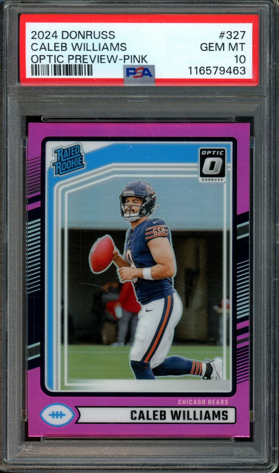 2024 Panini Donruss Optic Preview Caleb Williams Rated Rookie Pink PSA 10 Bears - Trading Card Market