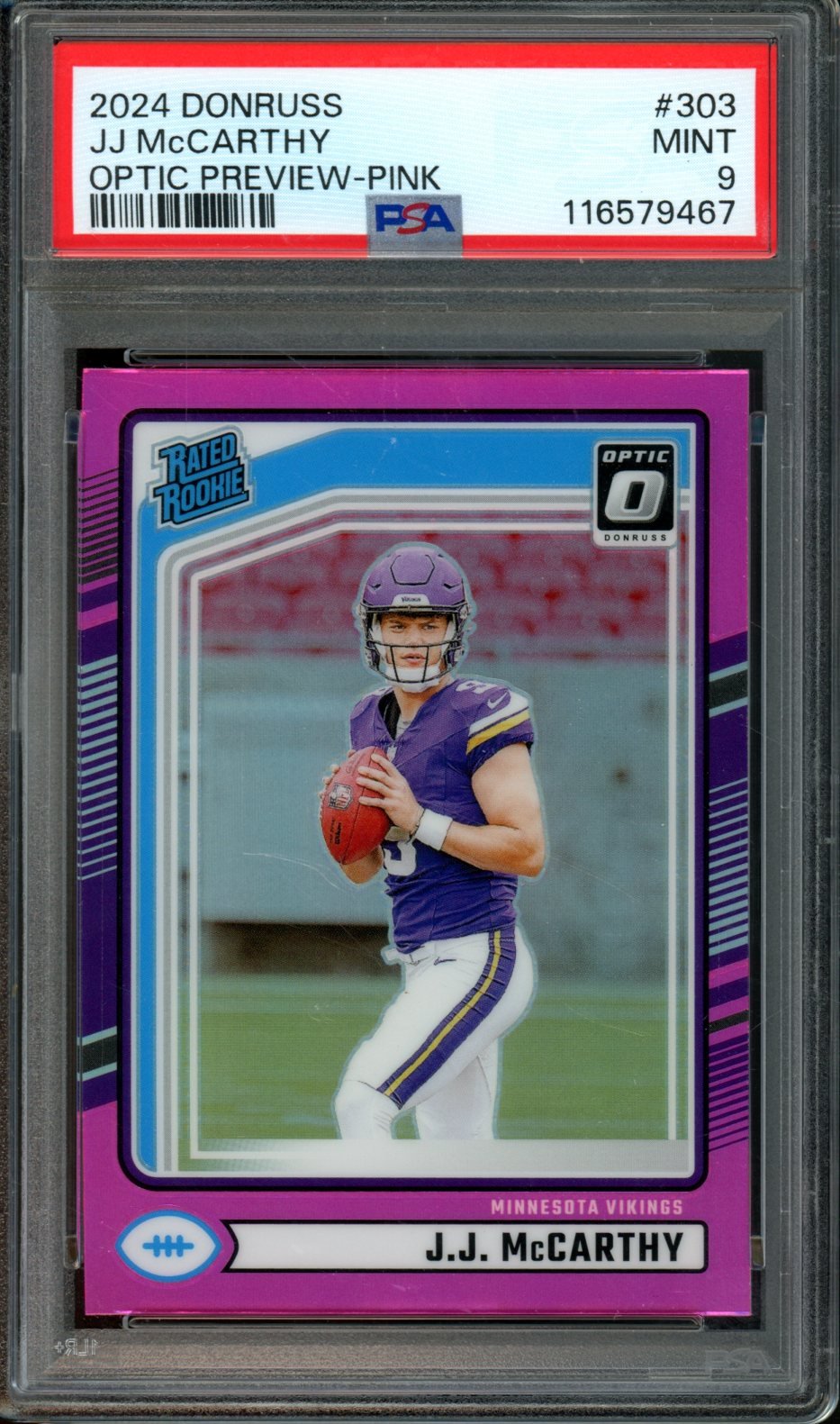 2024 Donruss Optic Preview J.J. McCarthy Rated Rookie Pink PSA 9 Vikings - Trading Card Market