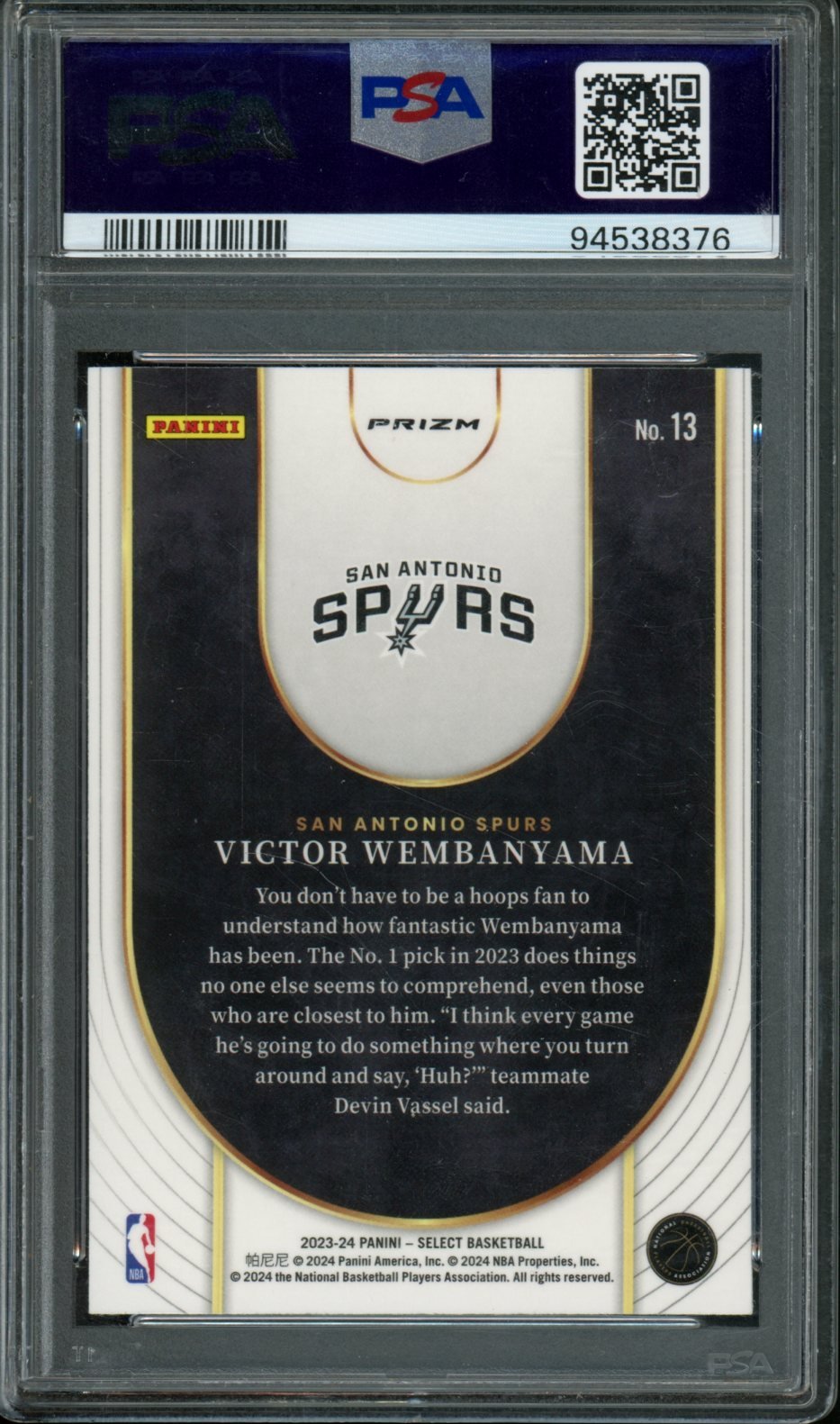 2023 Panini Select Victor Wembanyama Neon Icon Rookie Silver PSA 9 Spurs - Trading Card Market