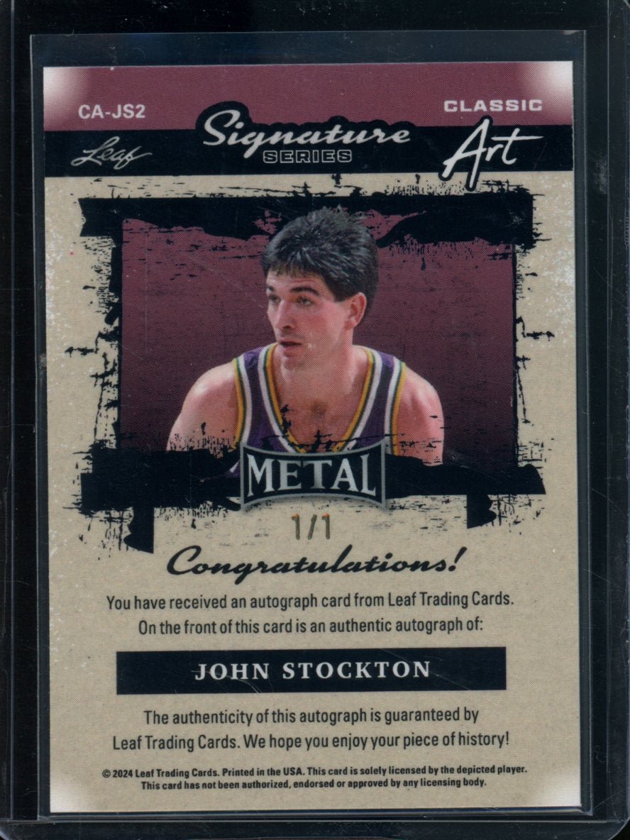 2024 Leaf Signature Series John Stockton Classic Art Auto Lava 1/1 Jazz - Trading Card Market
