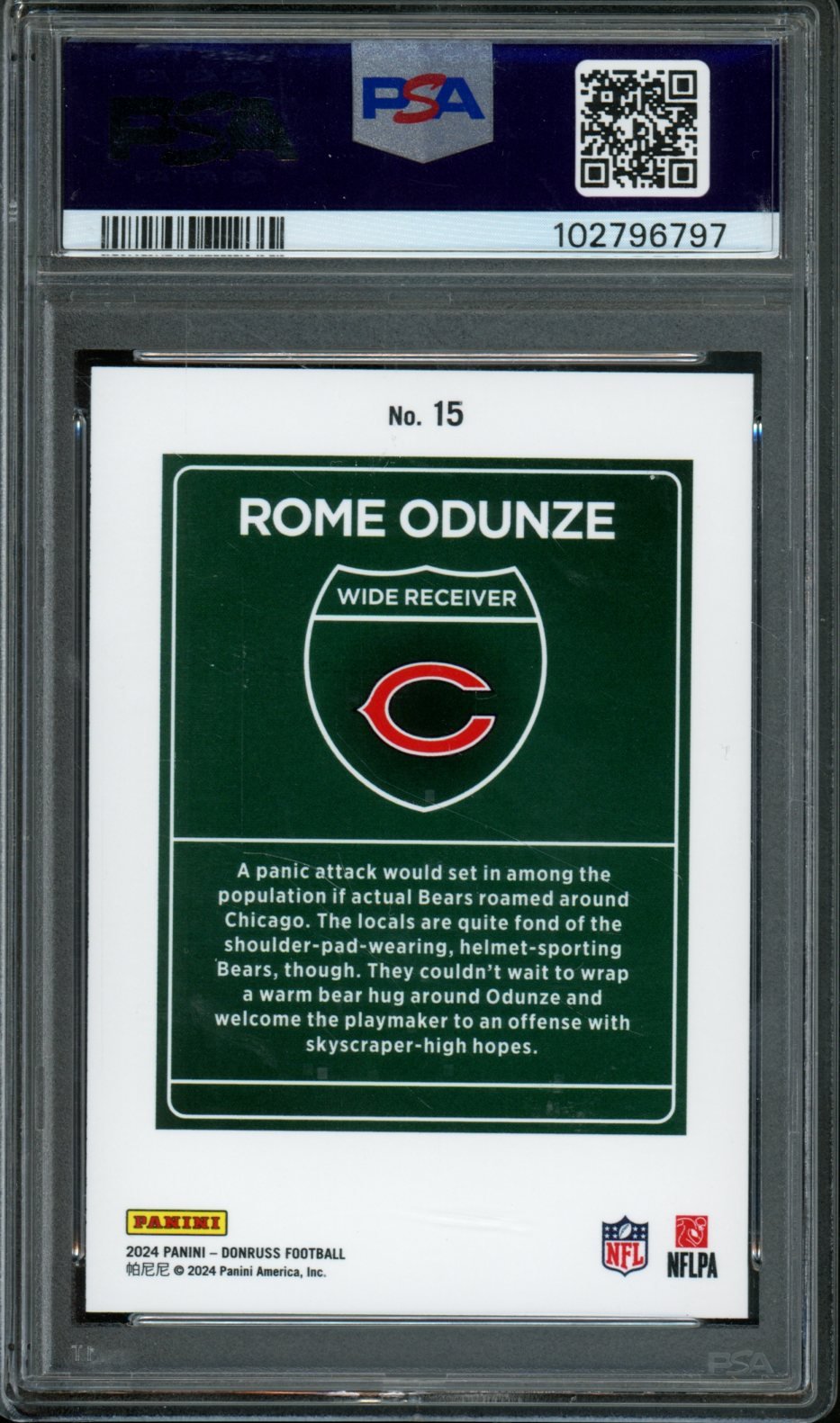 2024 Panini Donruss Rome Odunze Downtown Rookie SSP PSA 9 Bears - Trading Card Market