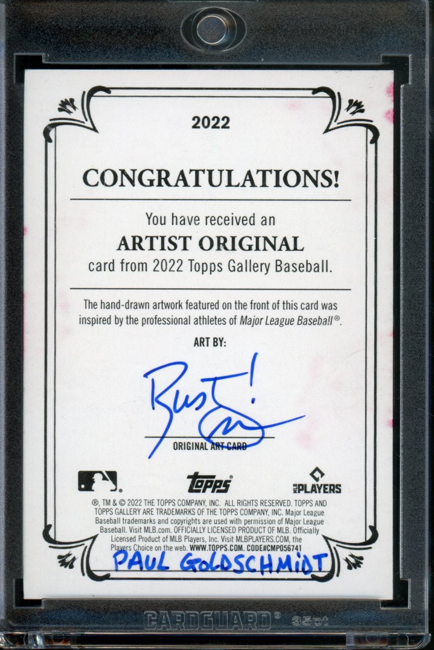 2022 Topps Gallery Paul Goldschmidt Sketch Card Artist Original Auto Cardinals - Trading Card Market