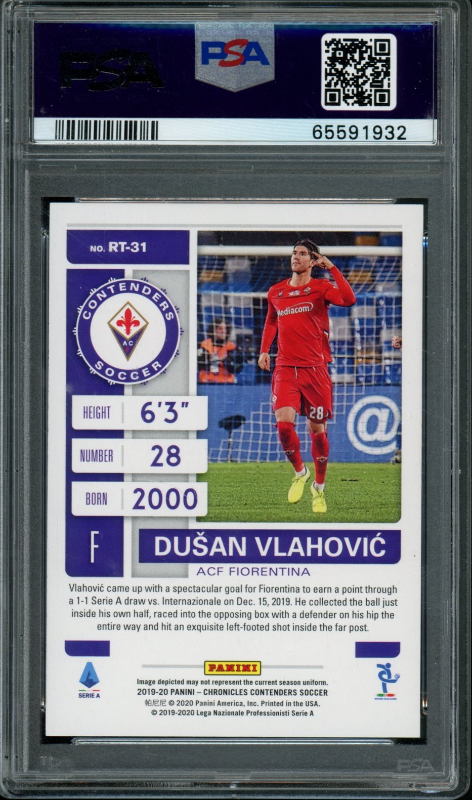 2019 Panini Chronicles Dusan Vlahovic Contenders Rookie Ticket PSA 10 ACF Fiorentina - Trading Card Market