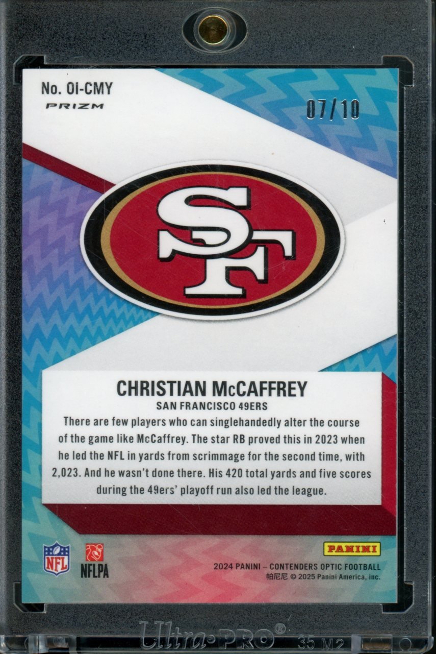 2024 Panini Contenders Optic Christian McCaffrey Optic Illusion SSP Gold /10 49ers - Trading Card Market