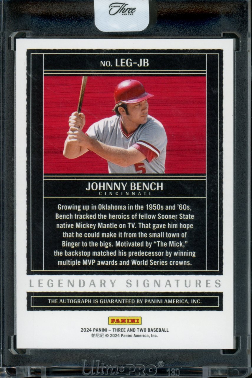 2024 Panini Three & Two Johnny Bench Legendary Auto /32 Reds - Trading Card Market