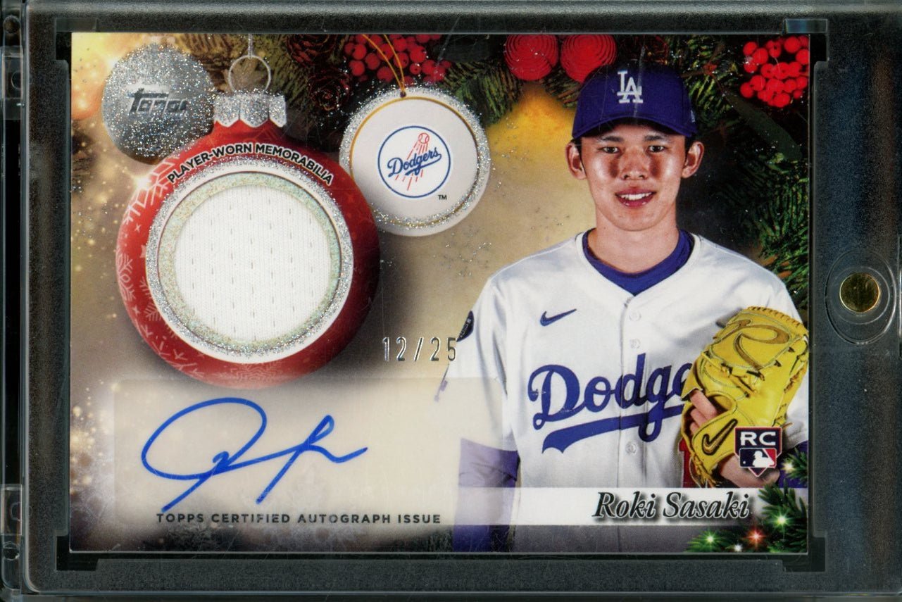 2025 Topps Holiday Mega Roki Sasaki Rookie Patch Auto /25 Dodgers