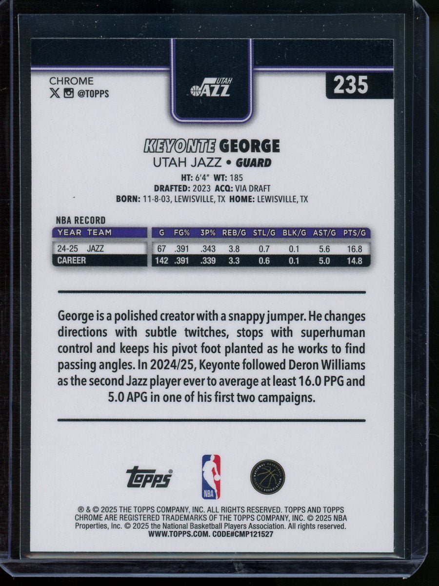 2025 Topps Chrome Keyonte George Teal Basketball Refractor /199 Jazz - Trading Card Market