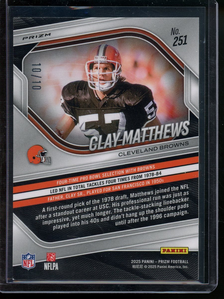 2025 Panini Prizm Clay Matthews Gold Scope /10 Browns - Trading Card Market