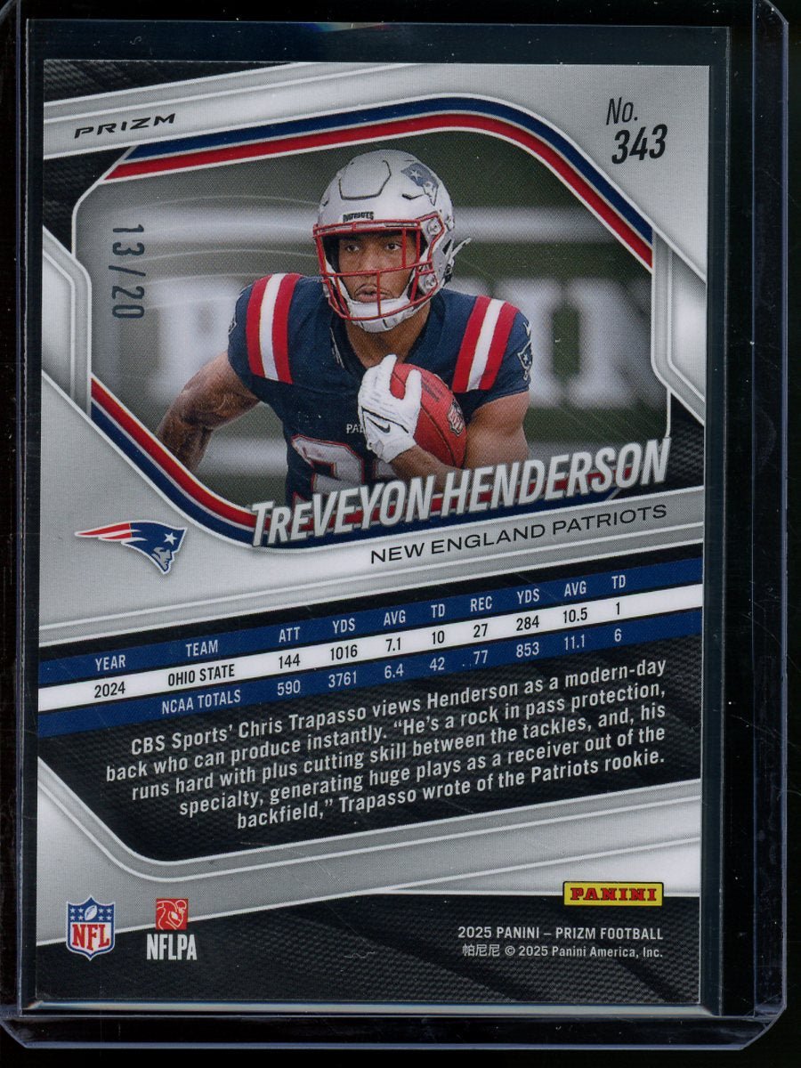2025 Panini Prizm TreVeyon Henderson Panini Logo Rookie /20 Patriots - Trading Card Market