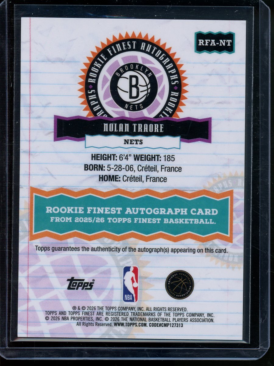 2026 Topps Finest Nolan Traore Rookie Finest Autographs /50 Gold Nets - Trading Card Market