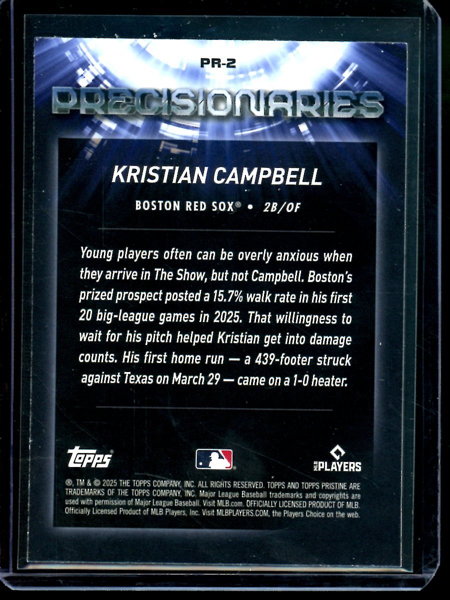 2025 Topps Pristine Krisitan Campbell Rookie Precisionaries Blue /75 Red Sox - Trading Card Market