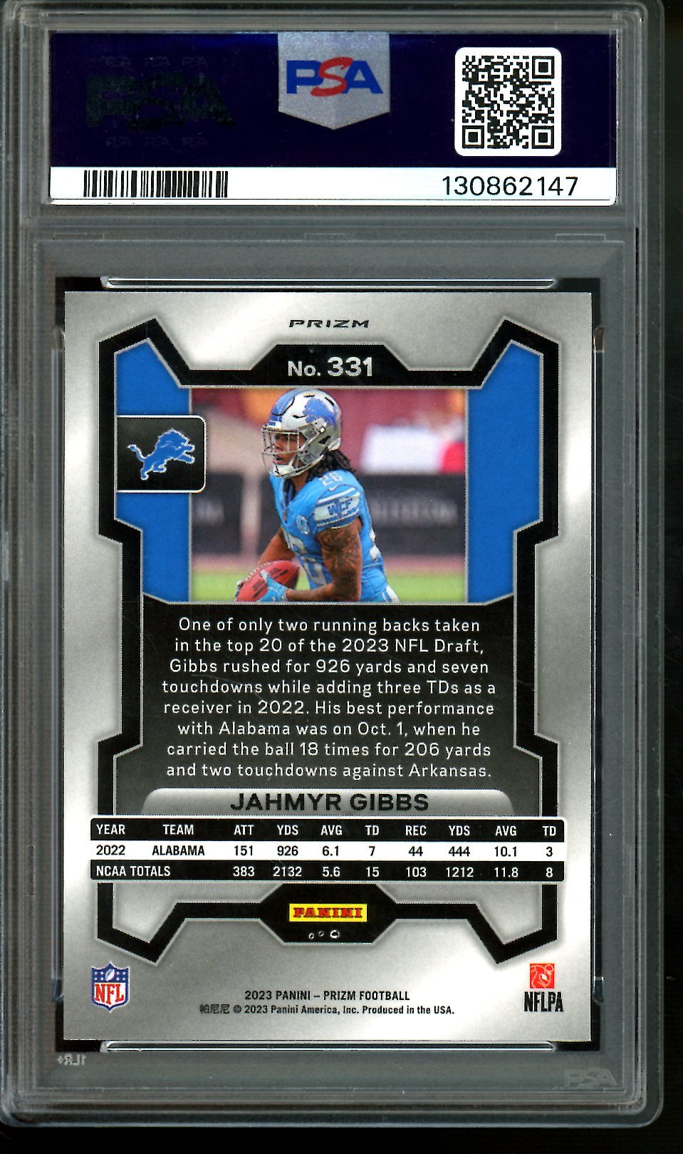 2023 Panini Prizm Jahmyr Gibbs Silver Prizm Rookie PSA 10 Lions - Trading Card Market